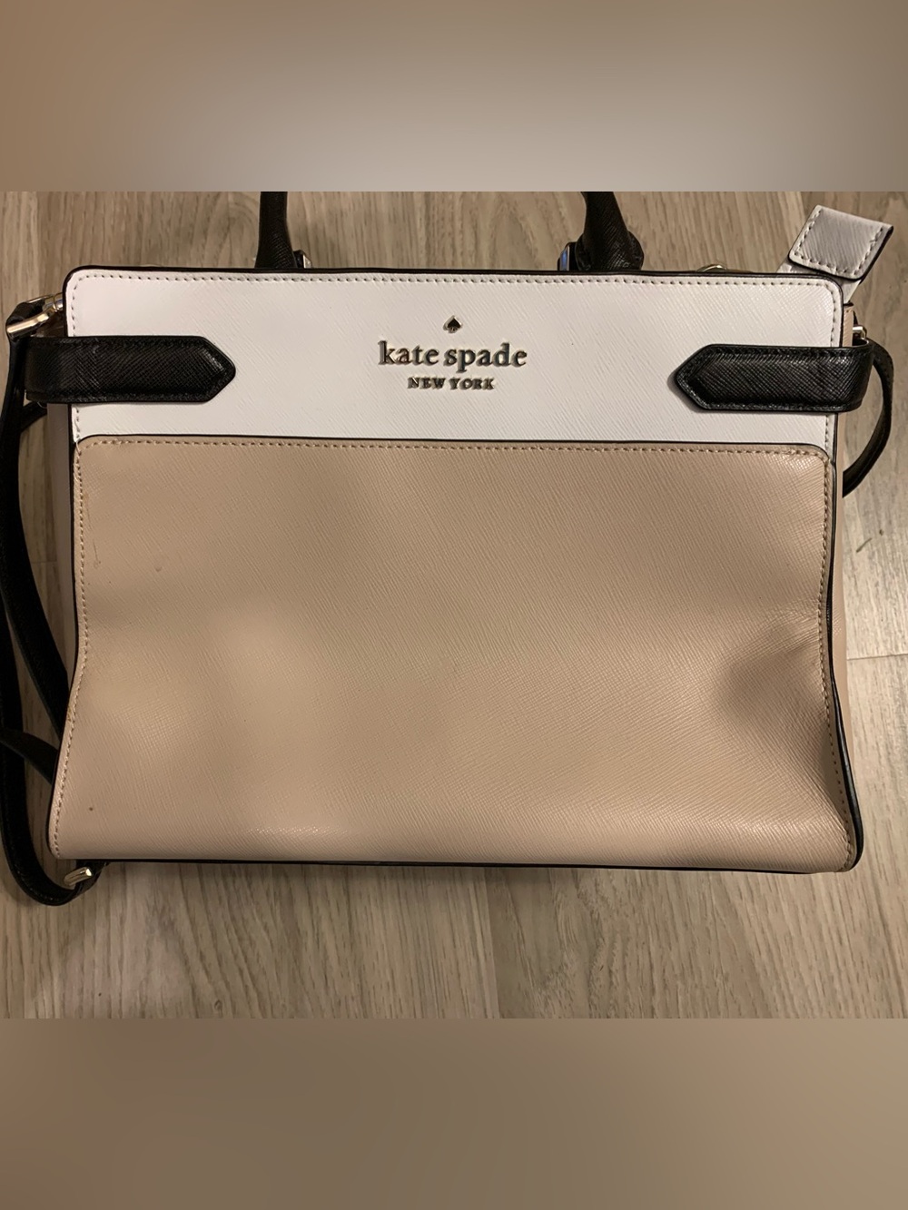 kate spade Two-Tone Cream, White & Black Saffiano Tote